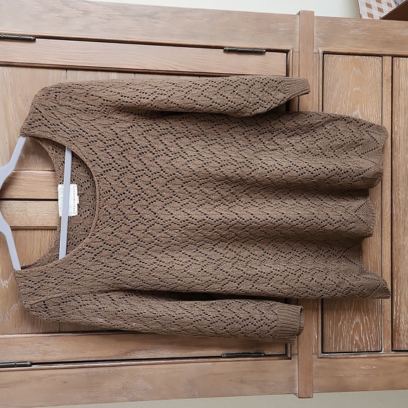 🎁Debbie Morgan - Rounded Collar Knit Sweater- Brown - sz L - Picture 2 of 10
